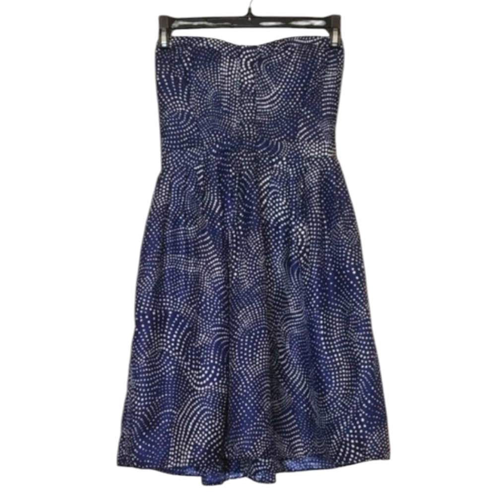 Devlin Women's Strapless Polka Dot Blue Mini Summer Dress Size Small